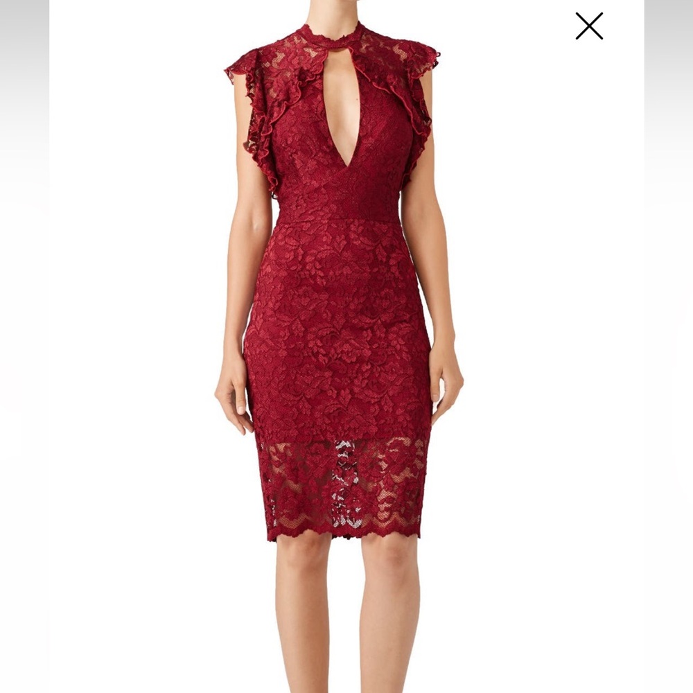 Saylor Red Lace Keyhole Dress